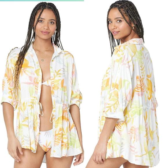 L*Space 2 Piece Pacifica Tunic & Mia Beach Cover-Up Leaf Print Women's Small NWT - Picture 2 of 16